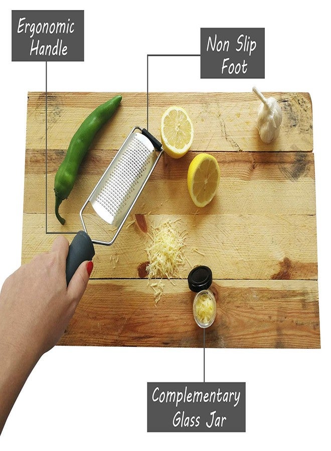 we3 Cheese Grater - Lemon Zester Grater - Stainless Steel Hand Grater for Kitchen - Easy for Parmesan Citrus Ginger Cheese Chocolate Lemon - Black - Image 5